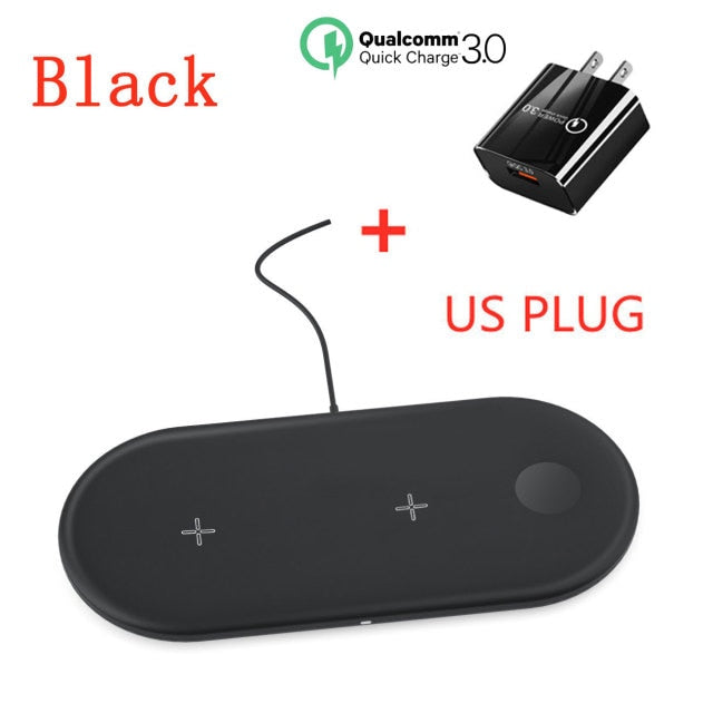 15W Fast Wireless Charger Standion 3 In 1 Qi Charging Dock For iPhone 12 11 Pro XS MAX XR X 8 Apple Watch SE 6 5 4 3 AirPods Pro