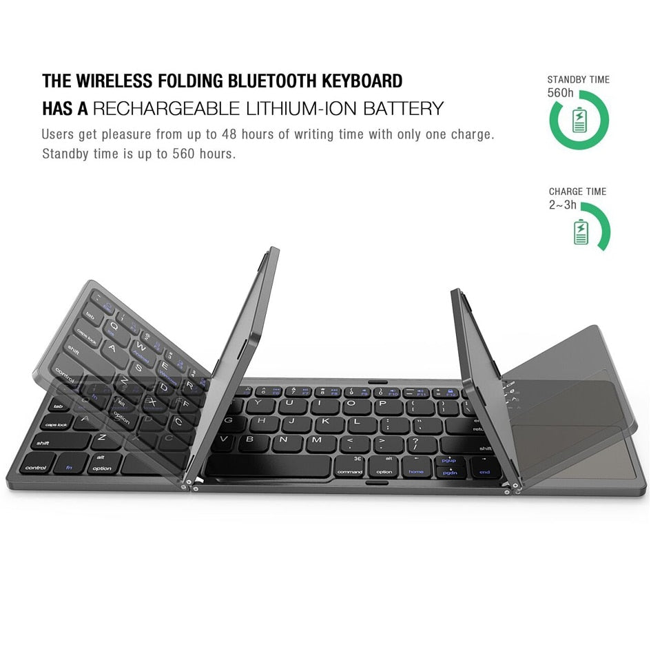 B033 Mini folding keyboard Bluetooth Foldable Wireless Keypad with Touchpad for Windows,Android,ios Tablet ipad Phone