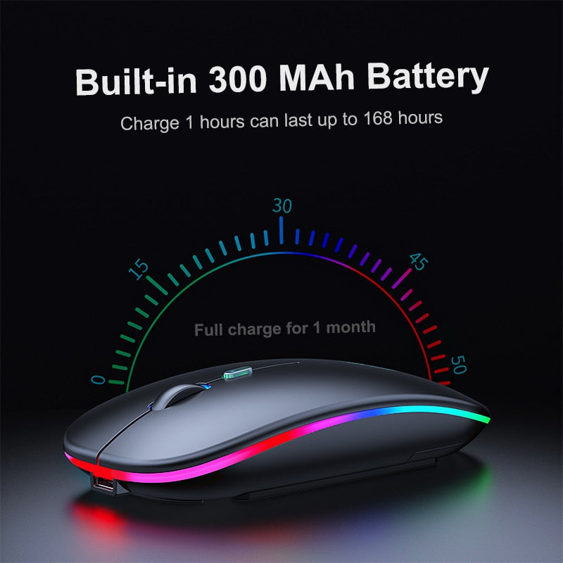 Wireless Mouse RGB Bluetooth Computer Mouse Gaming Silent Rechargeable Ergonomic Mause With LED Backlit USB Mice For PC Laptop