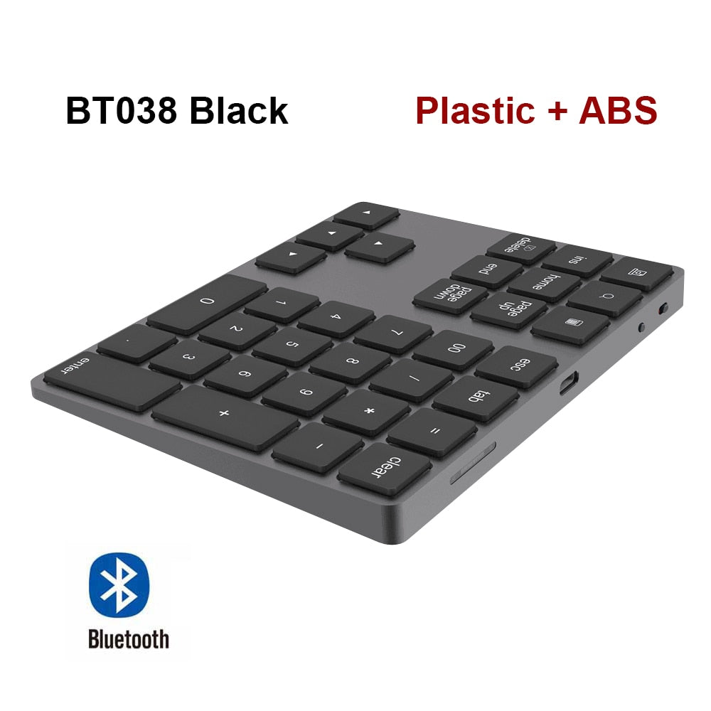 AVATTO Aluminum Alloy Bluetooth Wireless Numeric Keypad with USB HUB Digital Input Function for Windows,Mac OS,Android laptop PC