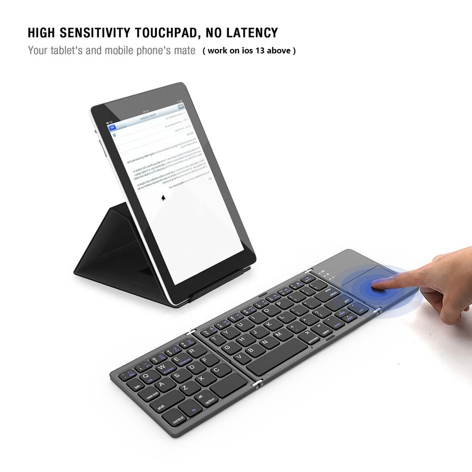 AVATTO Russian/Spanish/English B033 Mini Folding keyboard, Wireless Bluetooth Keyboard with Touchpad for Windows, Android, IOS