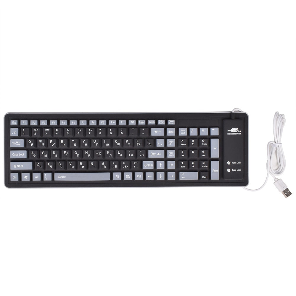 103keys Russian Keyboard Letters Silicon Teclado Layout USB Interface Russian Keyboard Flexible Teclado PC Desktop Laptop Wired