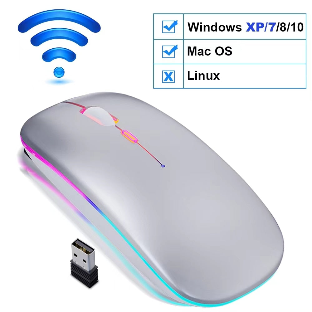 Wireless Mouse RGB Bluetooth Computer Mouse Gaming Silent Rechargeable Ergonomic Mause With LED Backlit USB Mice For PC Laptop