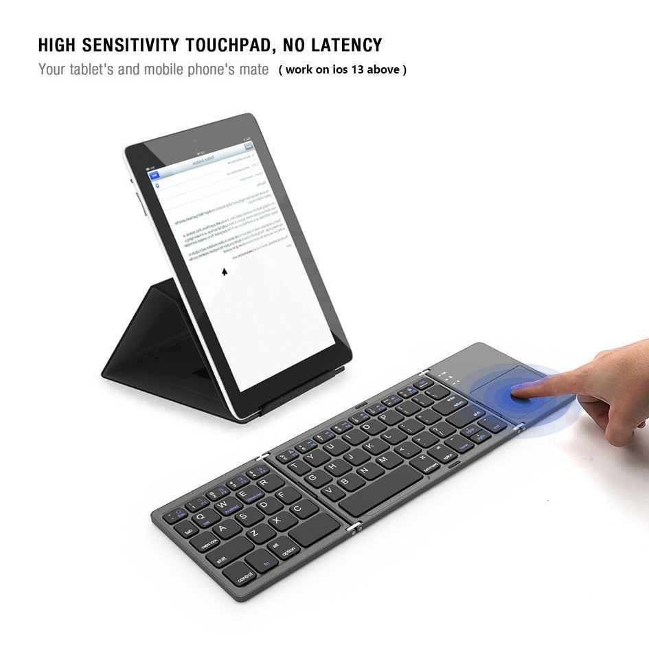 B033 Mini folding keyboard Bluetooth Foldable Wireless Keypad with Touchpad for Windows,Android,ios Tablet ipad Phone