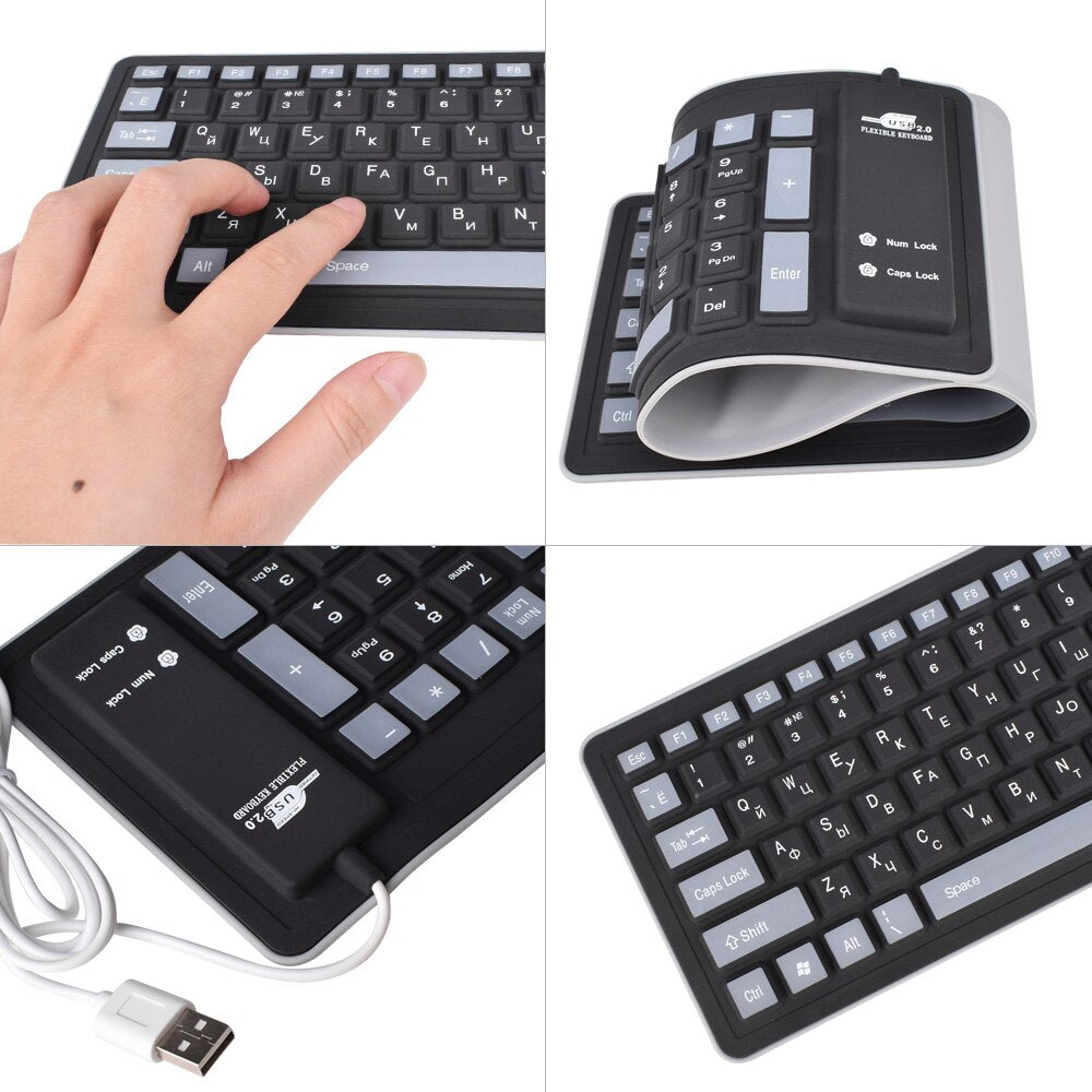 103keys Russian Keyboard Letters Silicon Teclado Layout USB Interface Russian Keyboard Flexible Teclado PC Desktop Laptop Wired