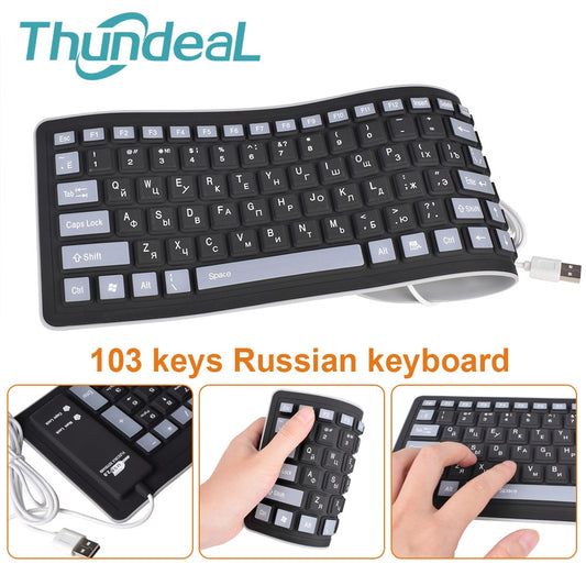 103keys Russian Keyboard Letters Silicon Teclado Layout USB Interface Russian Keyboard Flexible Teclado PC Desktop Laptop Wired