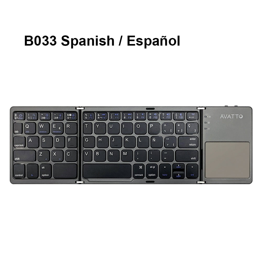 B033 Mini folding keyboard Bluetooth Foldable Wireless Keypad with Touchpad for Windows,Android,ios Tablet ipad Phone
