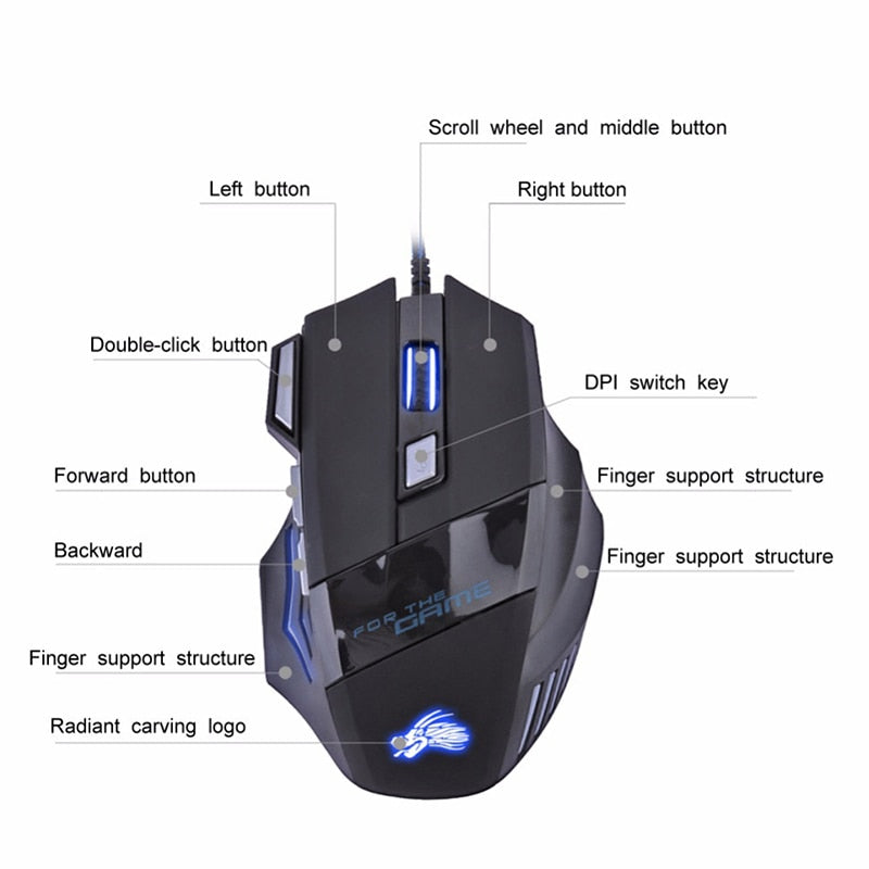 H7 Wired Mouse 7 Buttons